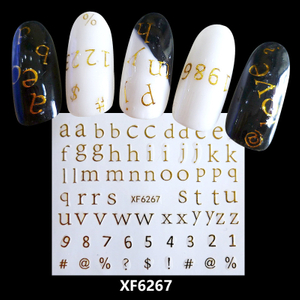 XF6267 3D Gold Metal Nail Art Sticker 