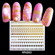 XF6263 3D Gold Metal Nail Art Sticker 