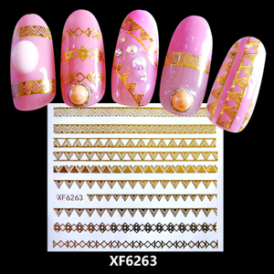 XF6263 3D Gold Metal Nail Art Sticker 