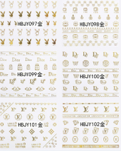 HBJY097-108 3D Gold Brand Logo Nail Art Sticker 