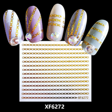 XF6272 3D Gold Metal Nail Art Sticker 