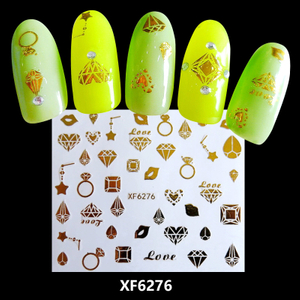XF6276 3D Gold Metal Nail Art Sticker 
