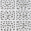 TJ025-036 3D Black Silver Flower Nail Art Sticker 