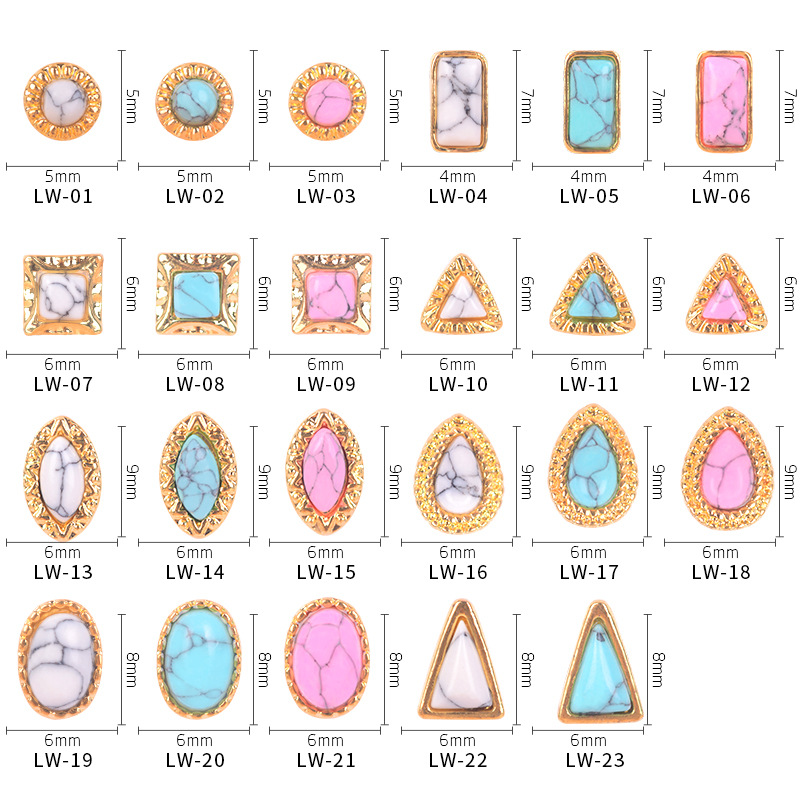 Cracked Stone Turquoise Vintage Natural Marble DIY Nail Rhinestones