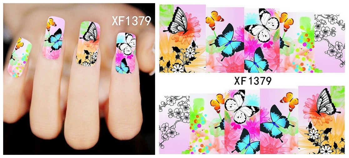 XF1378-1383 Butterfly Flower Water Nail Sticker