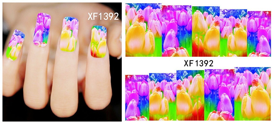 XF1390-1395 Flower Water Nail Sticker