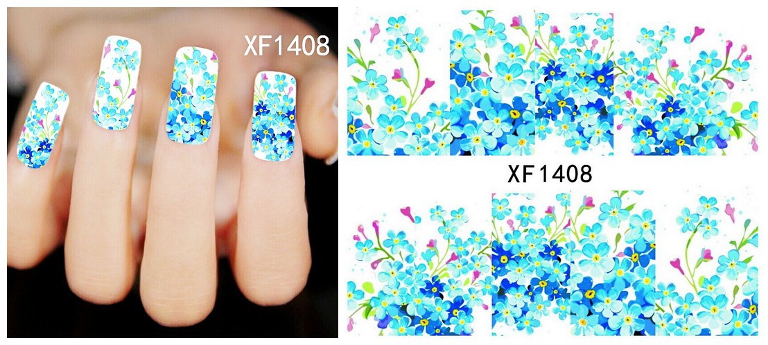 XF1408-1413 Flower Water Nail Sticker