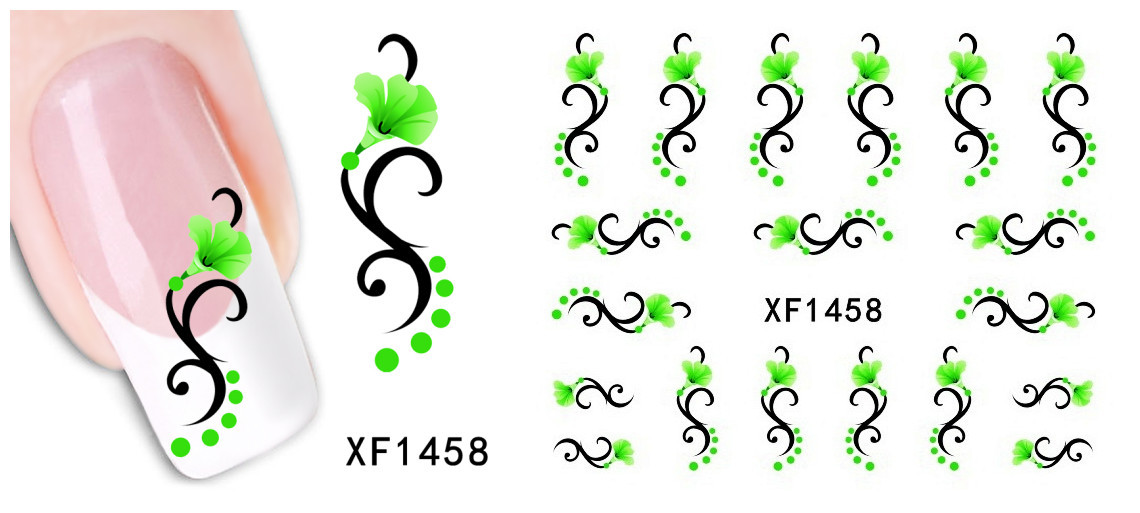 XF1456-1461 Flower Water Nail Sticker