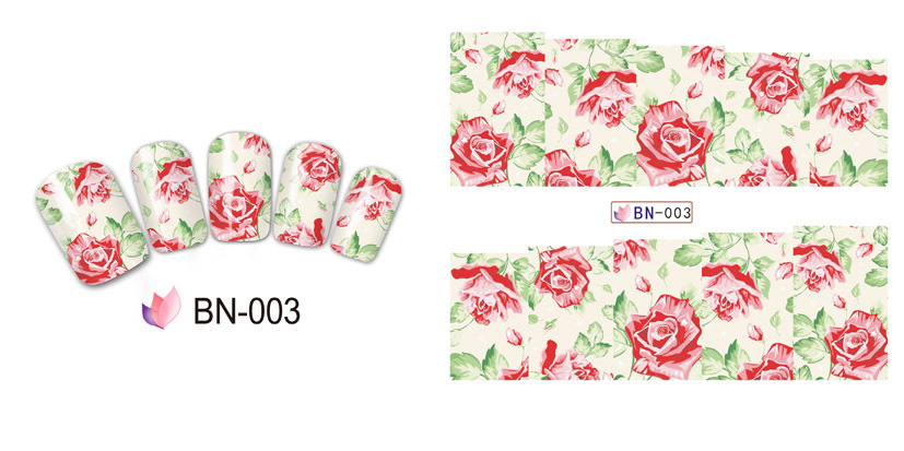 BN001-006 Flower Water Nail Sticker