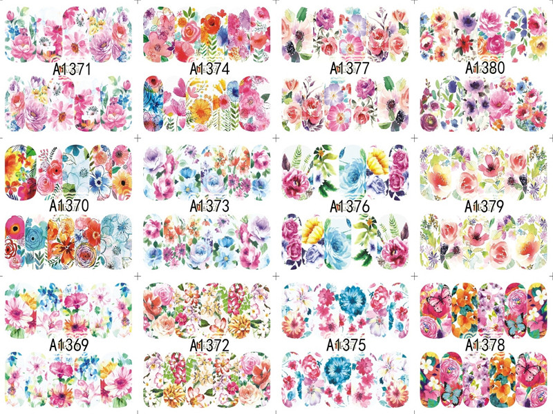 A1369-1380 Flower Water Nail Sticker