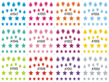 A1045-1056 Water Drops And Pentagram Water Nail Sticker