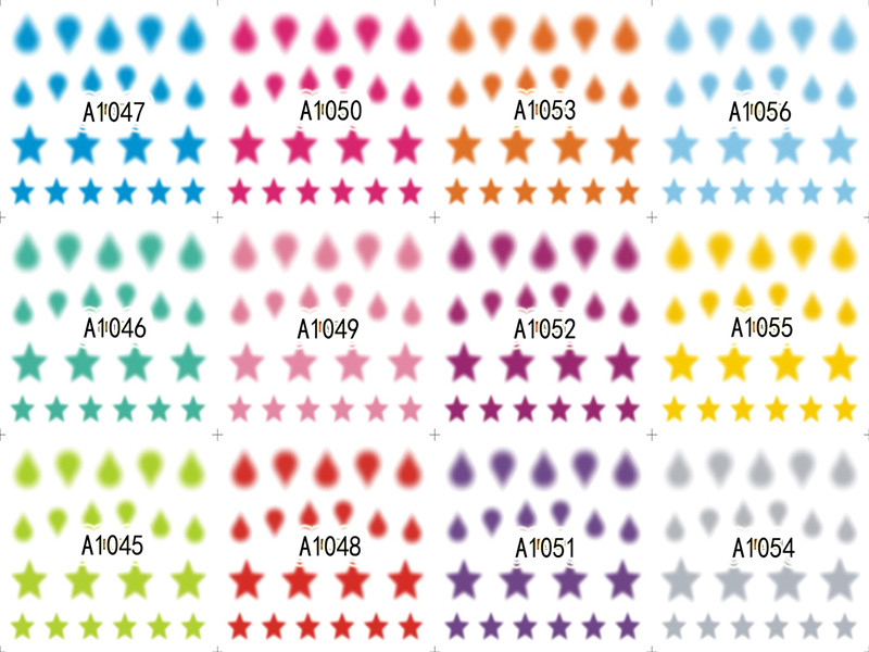 A1045-1056 Water Drops And Pentagram Water Nail Sticker