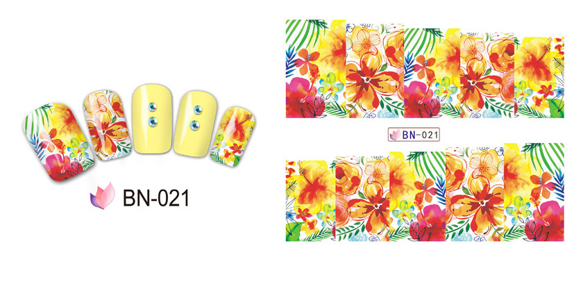 BN019-024 Flower Water Nail Sticker