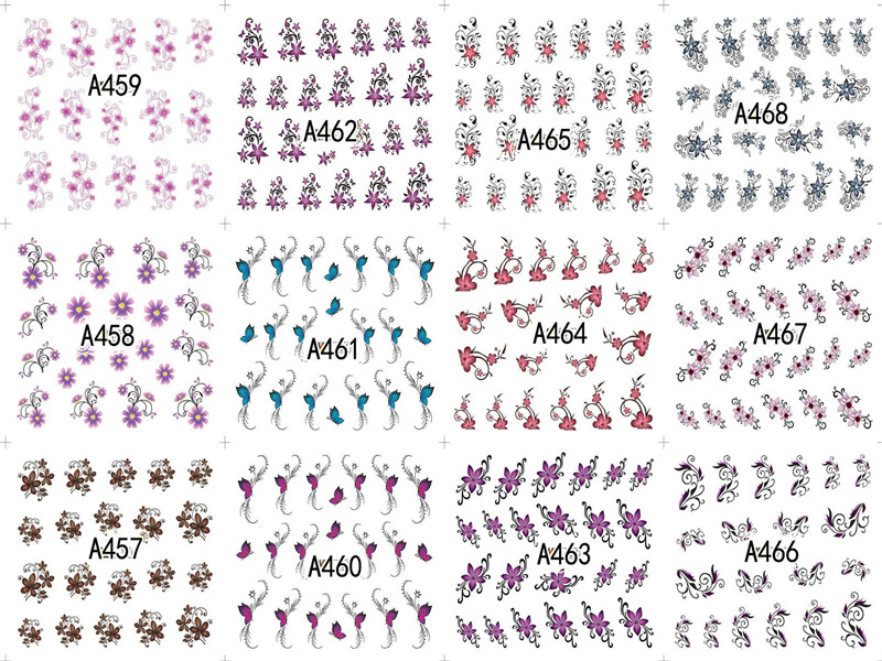 A457-468 Flower Water Nail Sticker