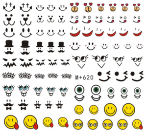M+617-626 Smile And Heart Water Nail Sticker 