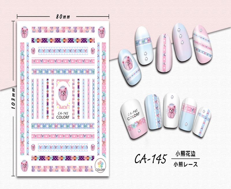 CA-145 3D Bear Lace Nail Sticker