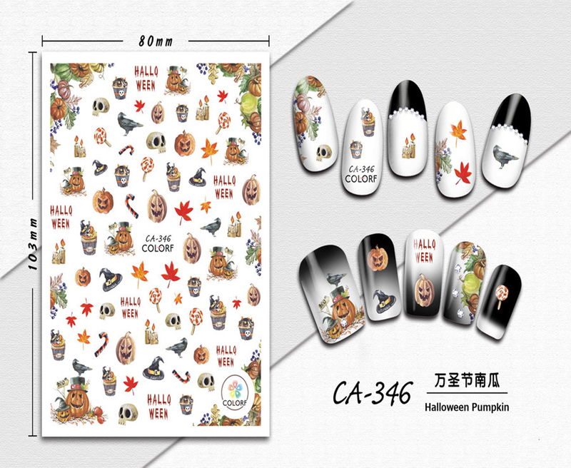 CA-346 3D Halloween Pumpkin Nail Sticker