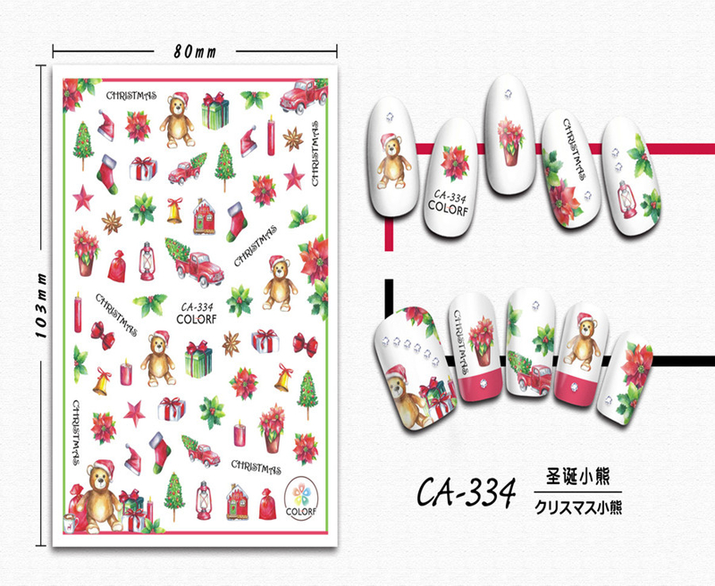 CA-334 3D Christmas Bear Nail Sticker