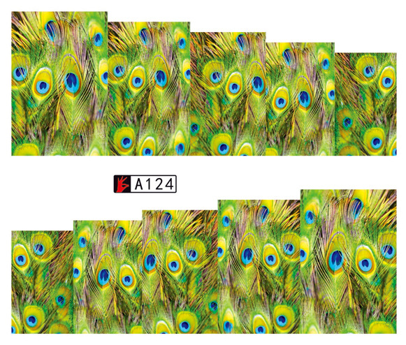 A121-126 Feather And Plaid Water Nail Sticker