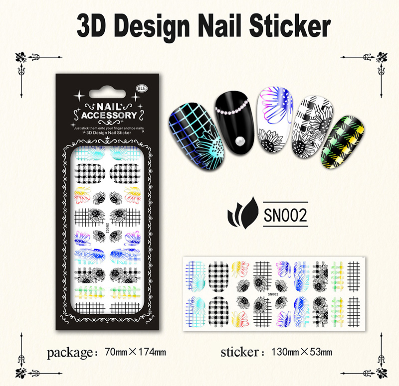SN001-012 Rainbow Nail Sticker