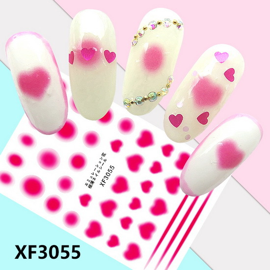 XF3055 3D Self Adhesive Heart Nail Sticker 