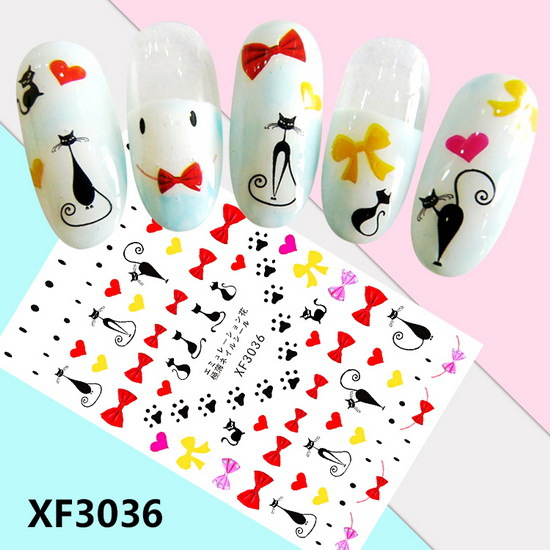 XF3036 3D Self Adhesive Bow-knot Nail Sticker 