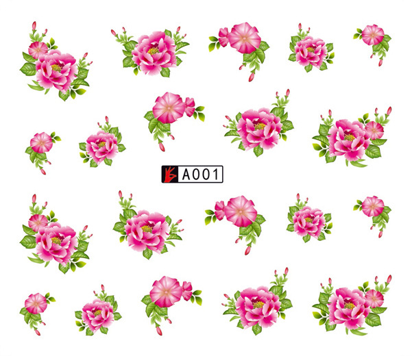 A001-006 Flower Water Nail Sticker