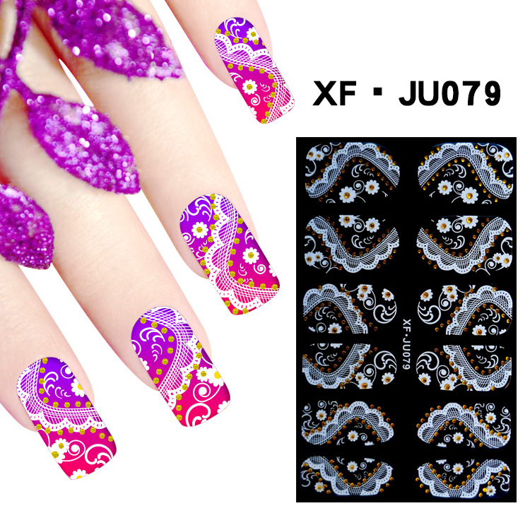 JU079 Full Cover Lace Nail Polish Sticker 