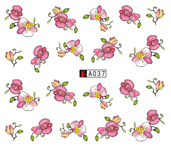 A037-042 Flower Water Nail Sticker