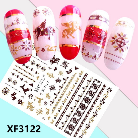 XF3122 3D Self Adhesive Christmas Nail Sticker 