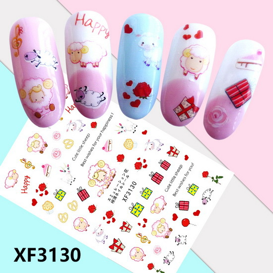 XF3130 3D Self Adhesive Sheep Nail Sticker 