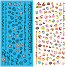 LY183-184 Thin 3D Pattern And Dessert Nail Sticker