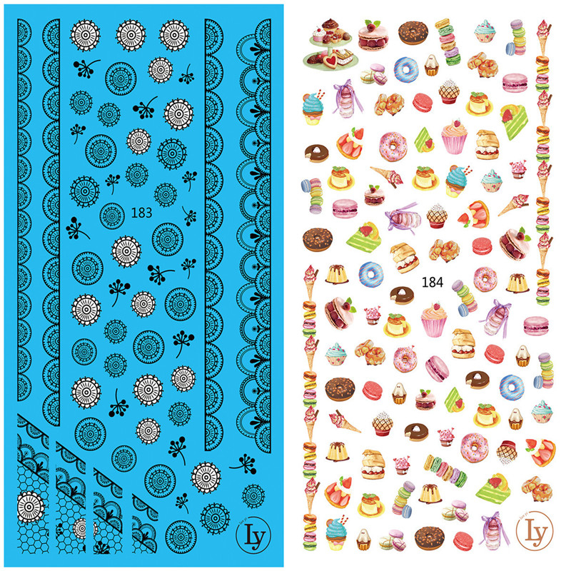 LY183-184 Thin 3D Pattern And Dessert Nail Sticker