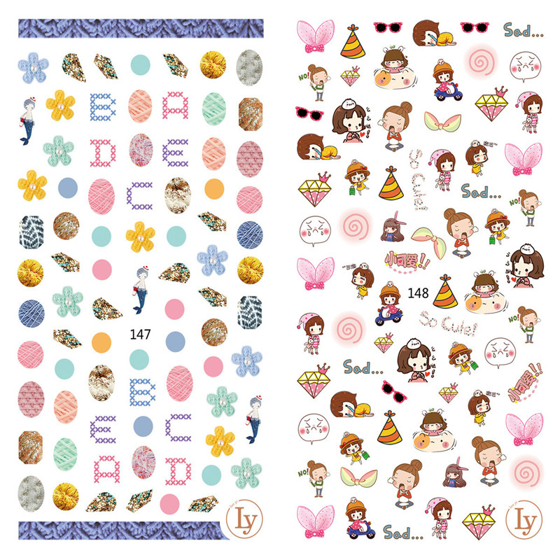 LY147-148 Thin 3D Cute Girl Nail Sticker