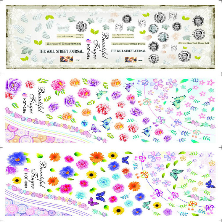 HOT028-030 Flower Water Nail Sticker