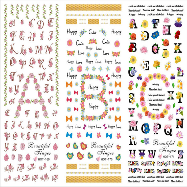 HOT169-171 Letters Water Nail Sticker