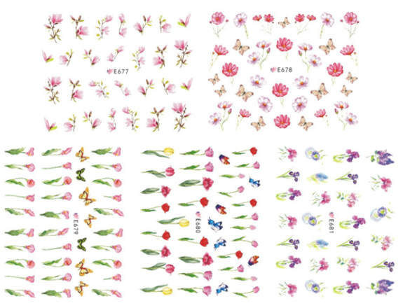 E677-687 3D Flower Simulation Nail Art Sticker
