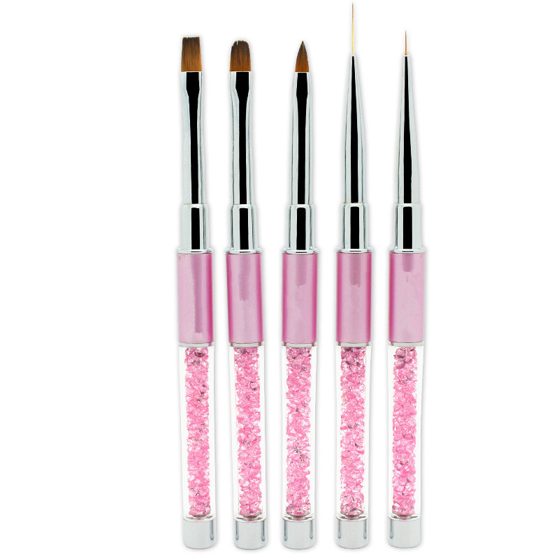 5pcs High Quality Rhinestone Handle Nail Brush Set