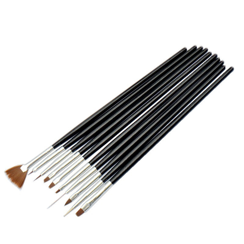 10pcs Black Nail Art Brush Set 
