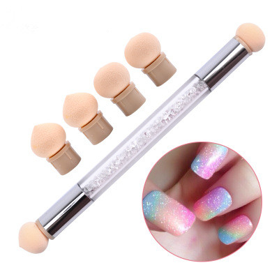 Nail Art Tools Crystal Handle Double Headed Sponge Gradient Pen