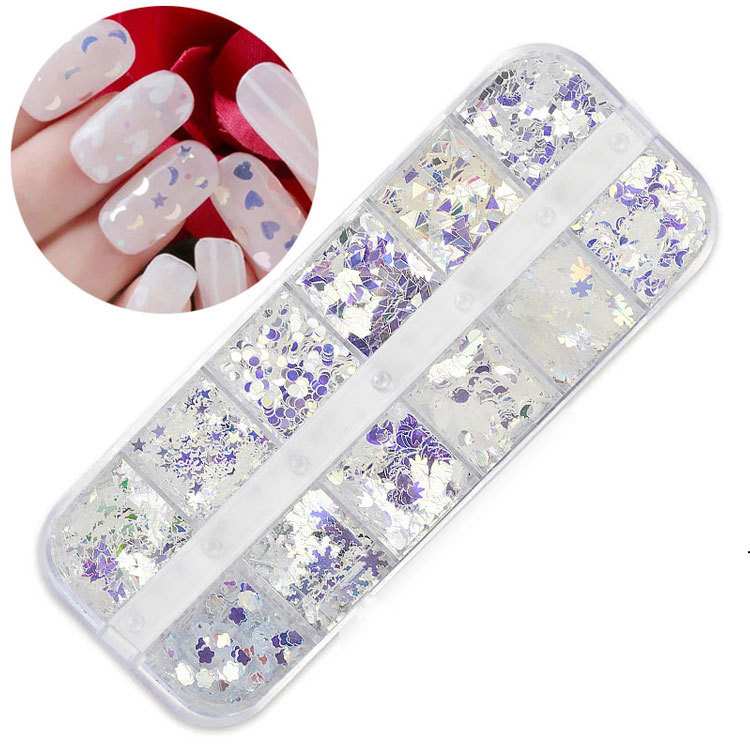 Nail Glitter Blue Light Sequins