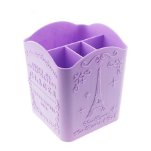 Plastic 4 Compartments Makeup Brush Holder 
