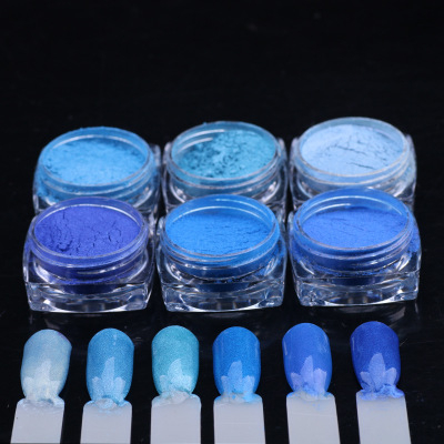 Blue Color Series Fluorescent Nail Pigments Powder