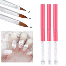 2#-8# Clear Crystal Rhinestone Metal Handle Acrylic Nail Brush