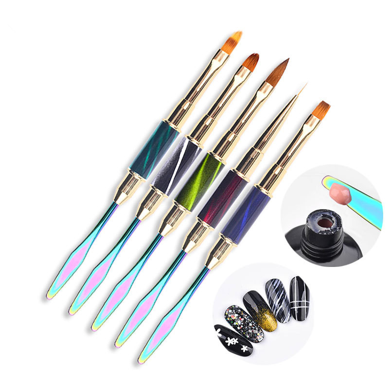 Nail Extend Poly Gel Used Metallaic Double-use Nail Art Brush