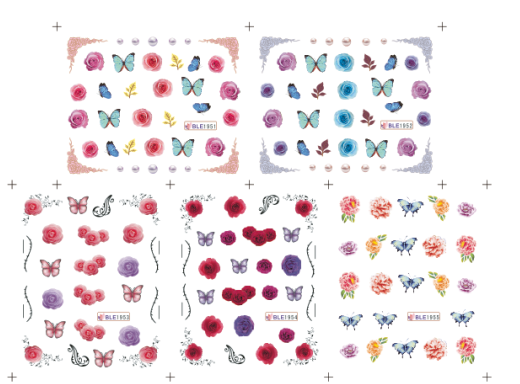 Water Nail Sticker Nail Decal Flower And Butterfly Design