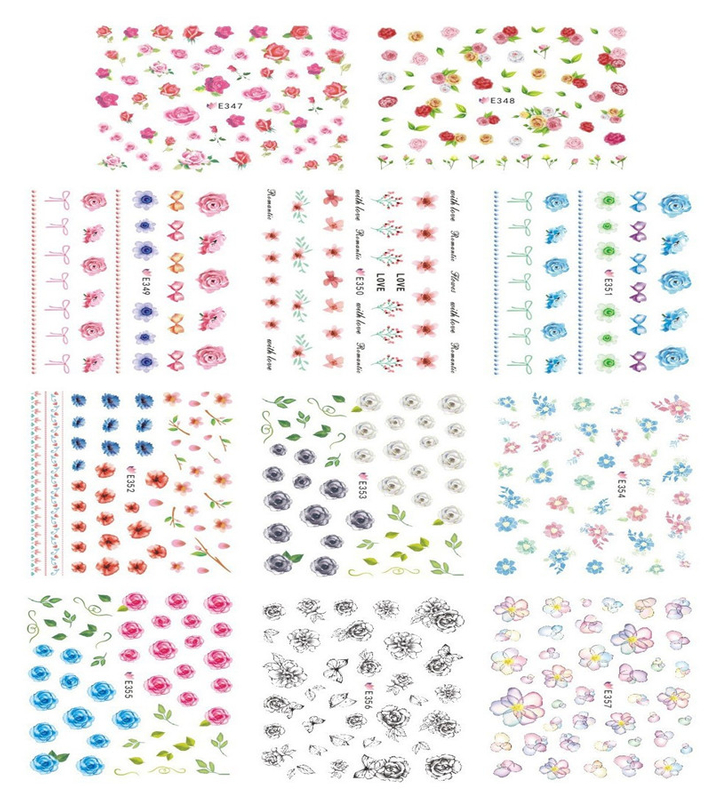 E347-357 3D Flower Simulation Nail Art Sticker