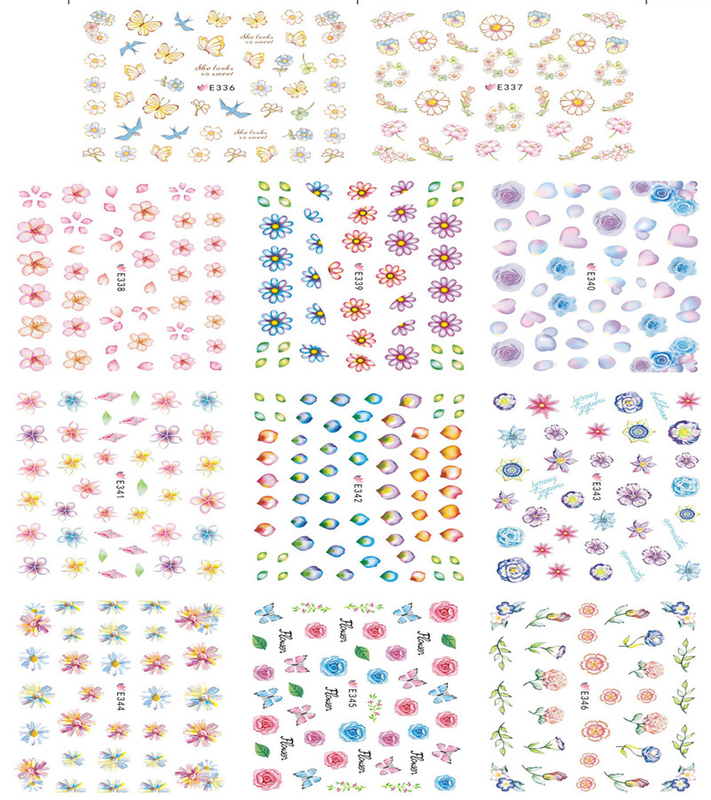 E336-346 3D Flower Simulation Nail Art Sticker
