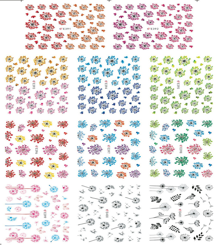 E391-401 3D Flower Simulation Nail Art Sticker