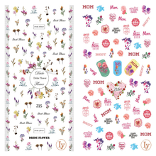 LY215-216 Thin 3D Flower And Mom Nail Sticker